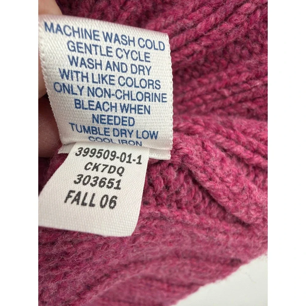 Vintage Old Navy Girls‎ Raspberry Pink Chunky Pointelle Knit Cardigan Sweater 4T